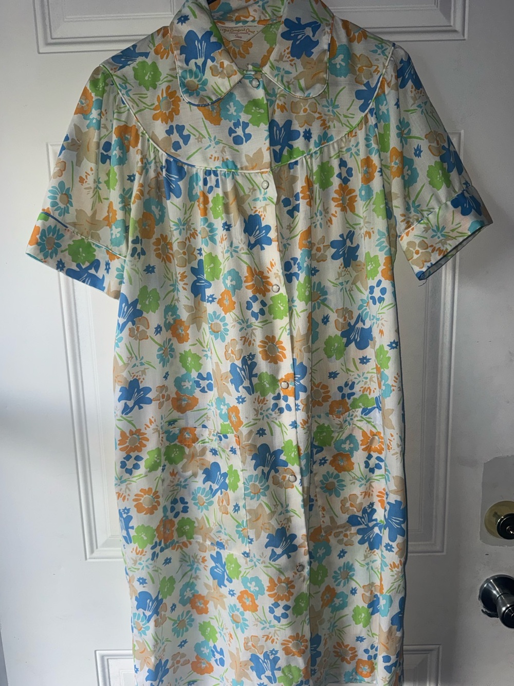 Vintage Sears The Comfort Coat Floral Short Sleeve Robe (MOO-MOO) best for M-L